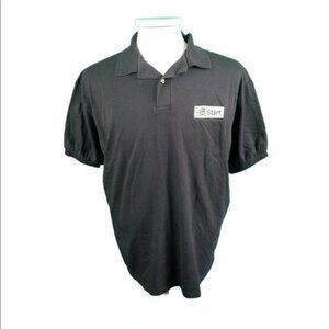 Vintage 90's Microsoft Windows XL black Hanes activewear 50/50 polo shirt USA.